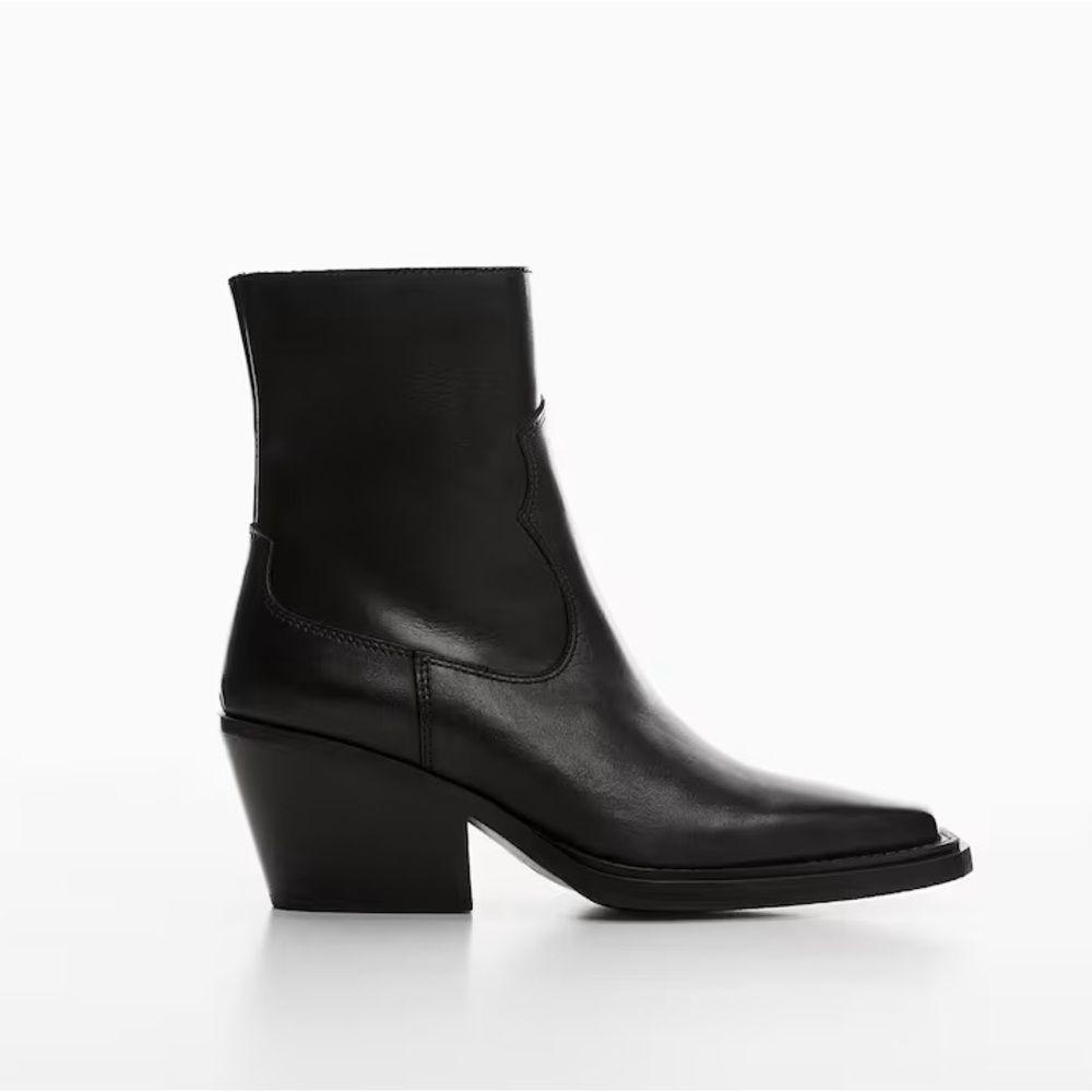 NWT Mango Leather Cowboy Ankle Boots